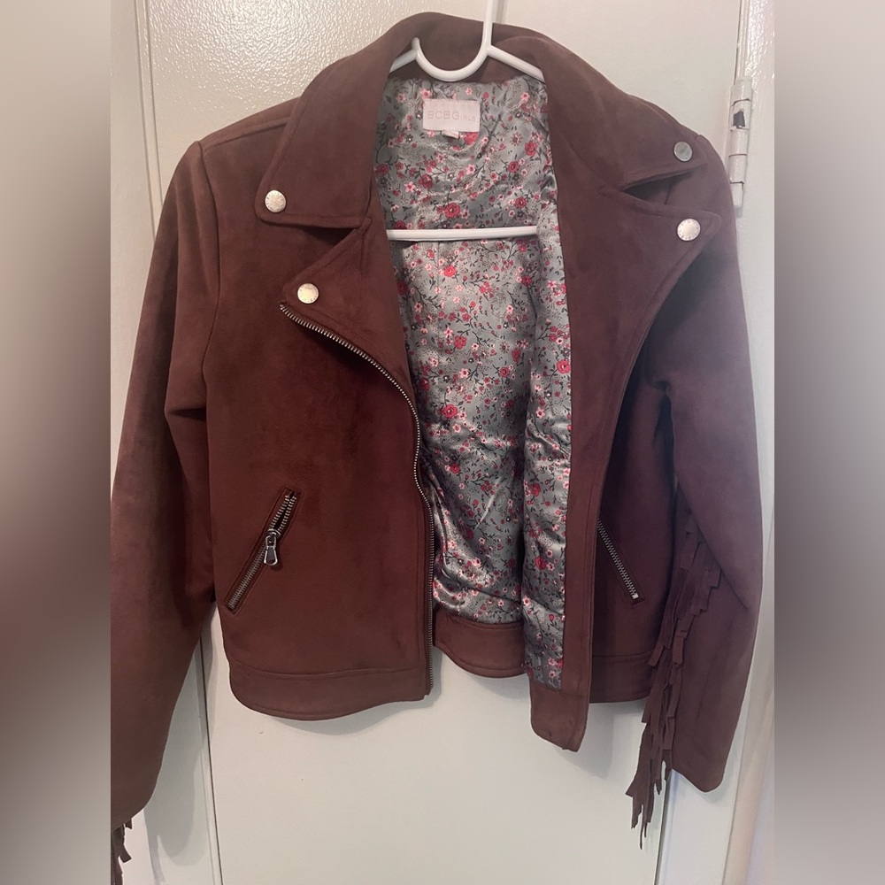 BCBGirls Brown suede Jacket with Floral Lining